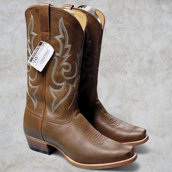 Brand New w/box Ladies Macie Bean Cowgirl Cowboy Brown Leather Boots 10 B - Picture 4 of 11